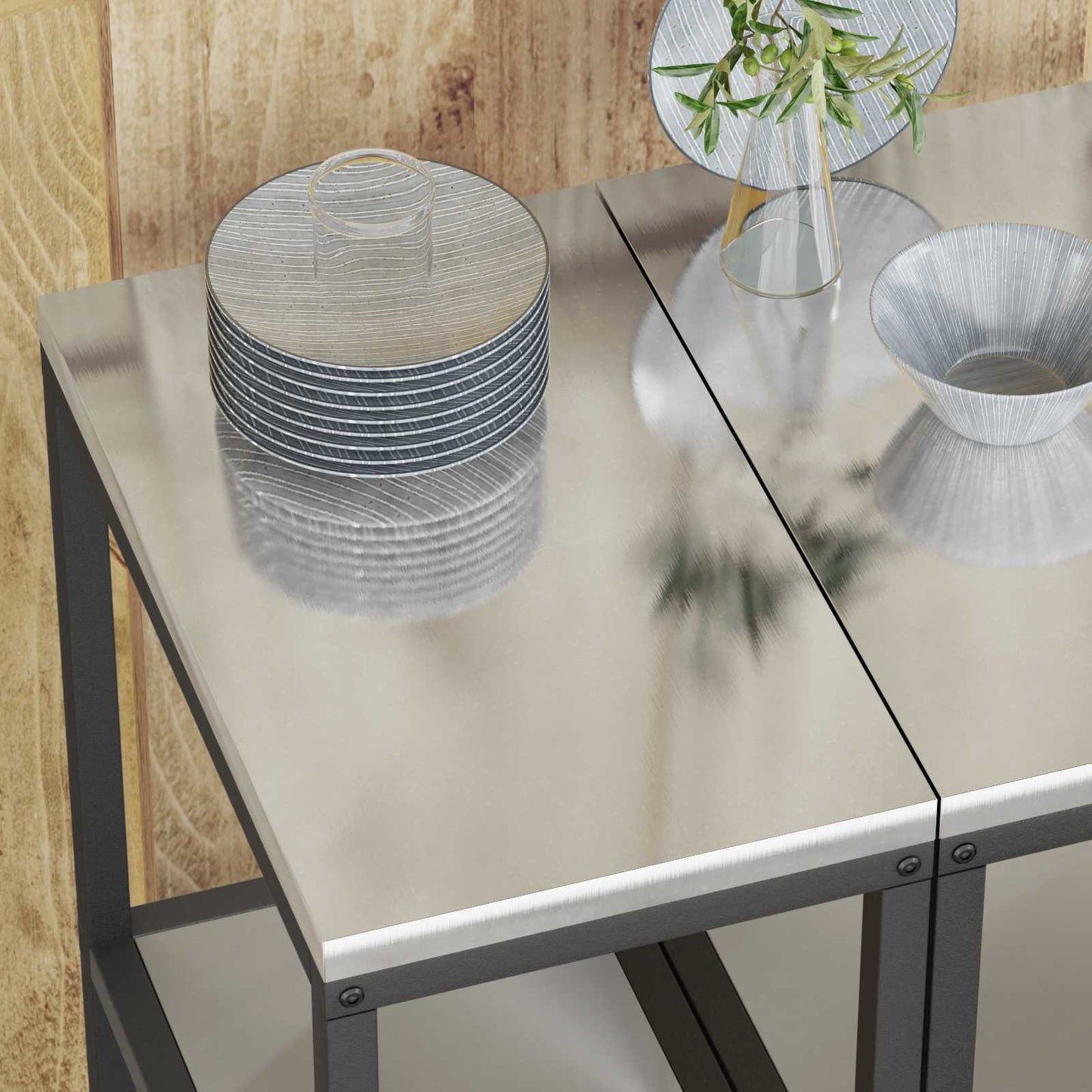 vidaXL Kitchen Storage HATTEM Silver 30 x 50 x 92 cm Steel
