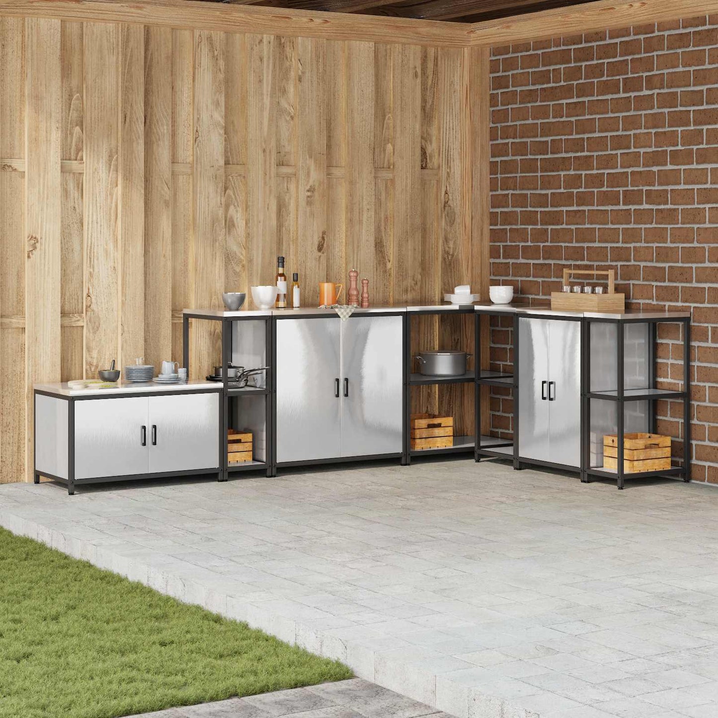 vidaXL Kitchen Storage HATTEM Silver 30 x 50 x 92 cm Steel