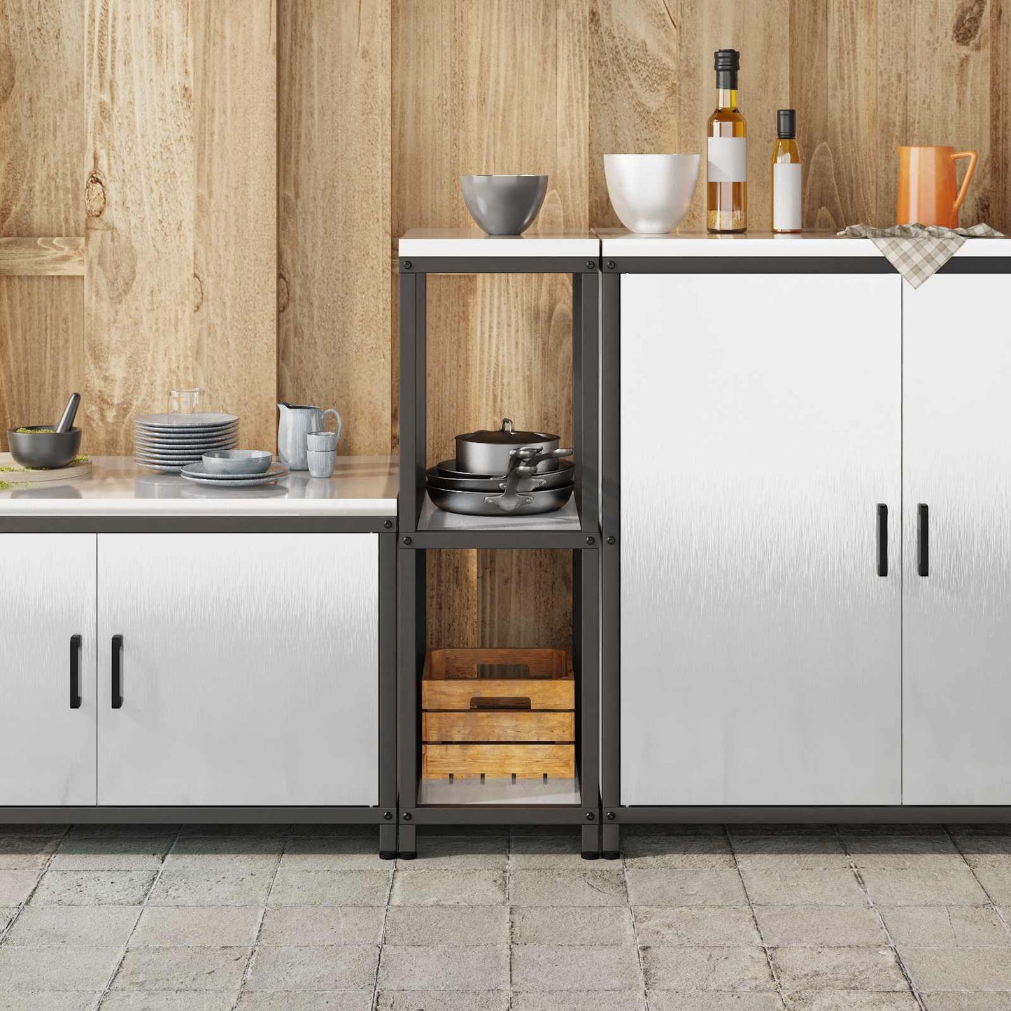 vidaXL Kitchen Storage HATTEM Silver 30 x 50 x 92 cm Steel