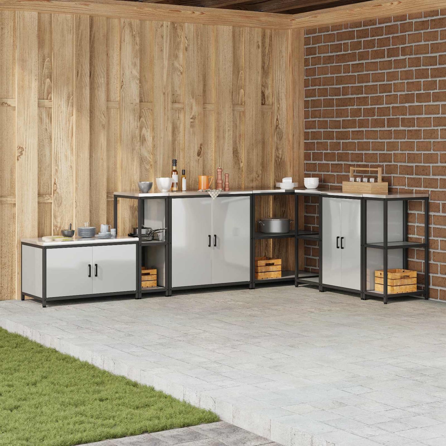 vidaXL Kitchen Storage HATTEM Silver 30 x 50 x 92 cm Steel