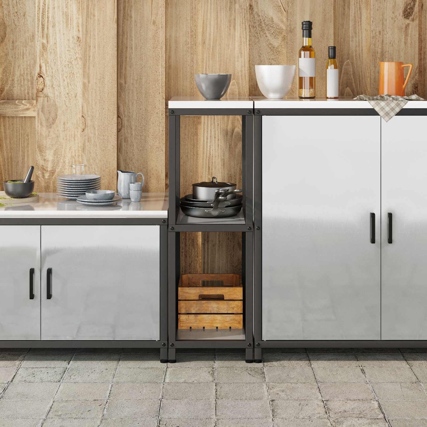 vidaXL Kitchen Storage HATTEM Silver 30 x 50 x 92 cm Steel