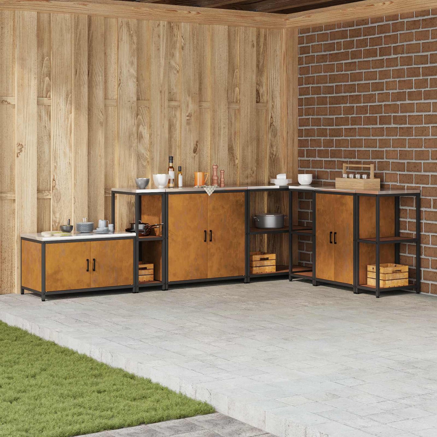 vidaXL Kitchen Storage HATTEM Rusty 30 x 50 x 92 cm Steel