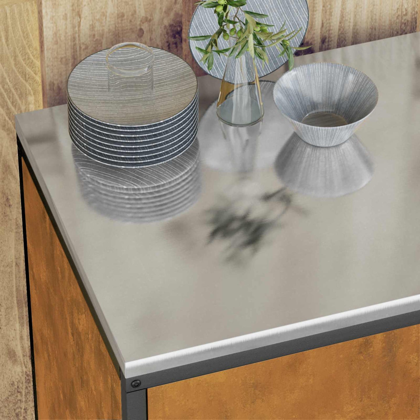 vidaXL Kitchen Storage HATTEM Rusty 90 x 50 x 92 cm Steel