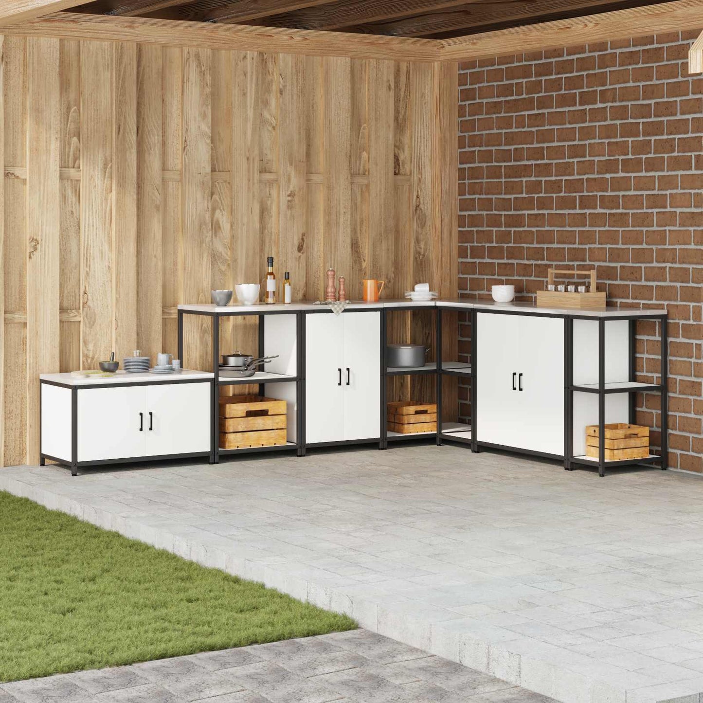 vidaXL Kitchen Storage with Shelf White 60 x 50 x 92 cm Steel