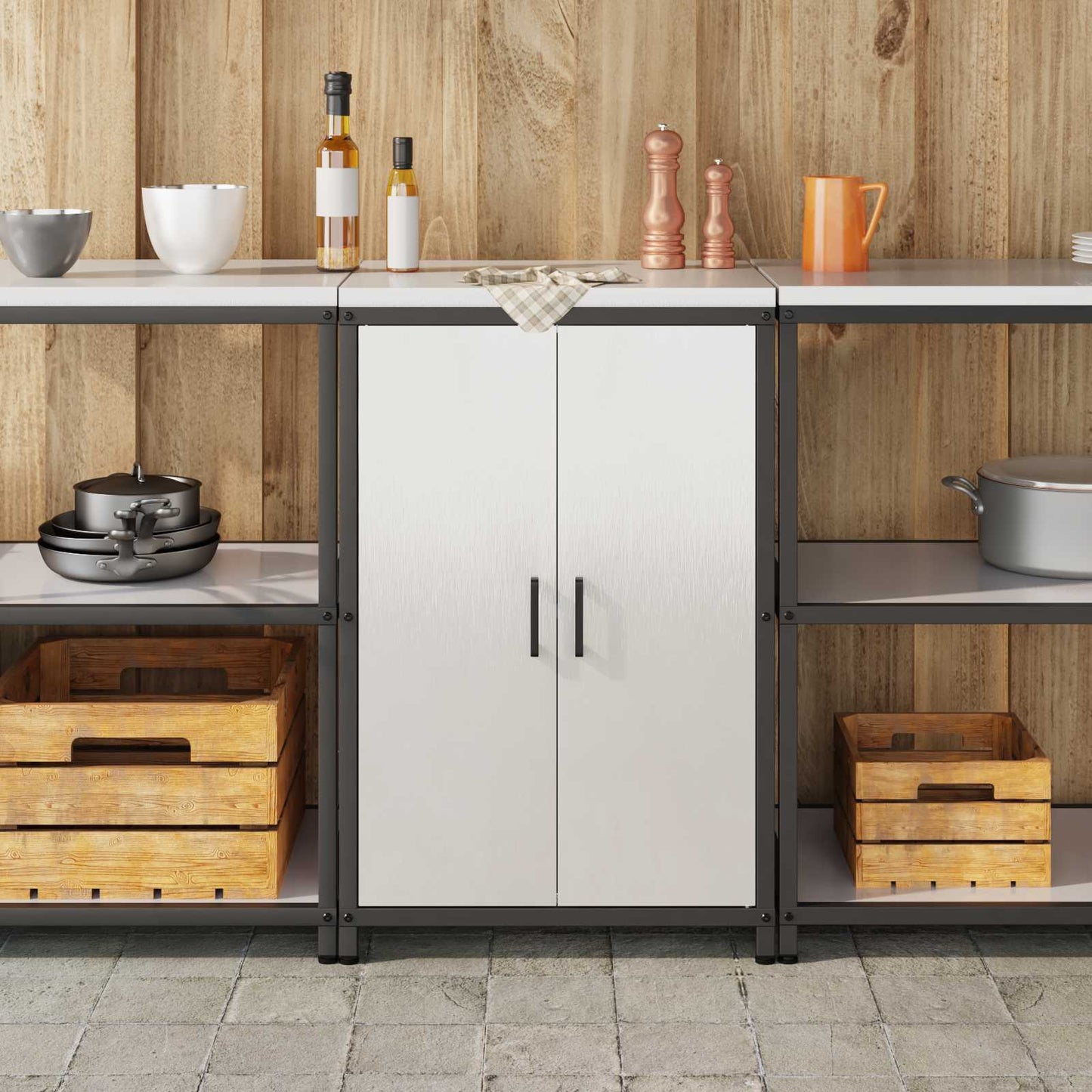 vidaXL Kitchen Storage HATTEM Silver 60 x 50 x 92 cm Steel