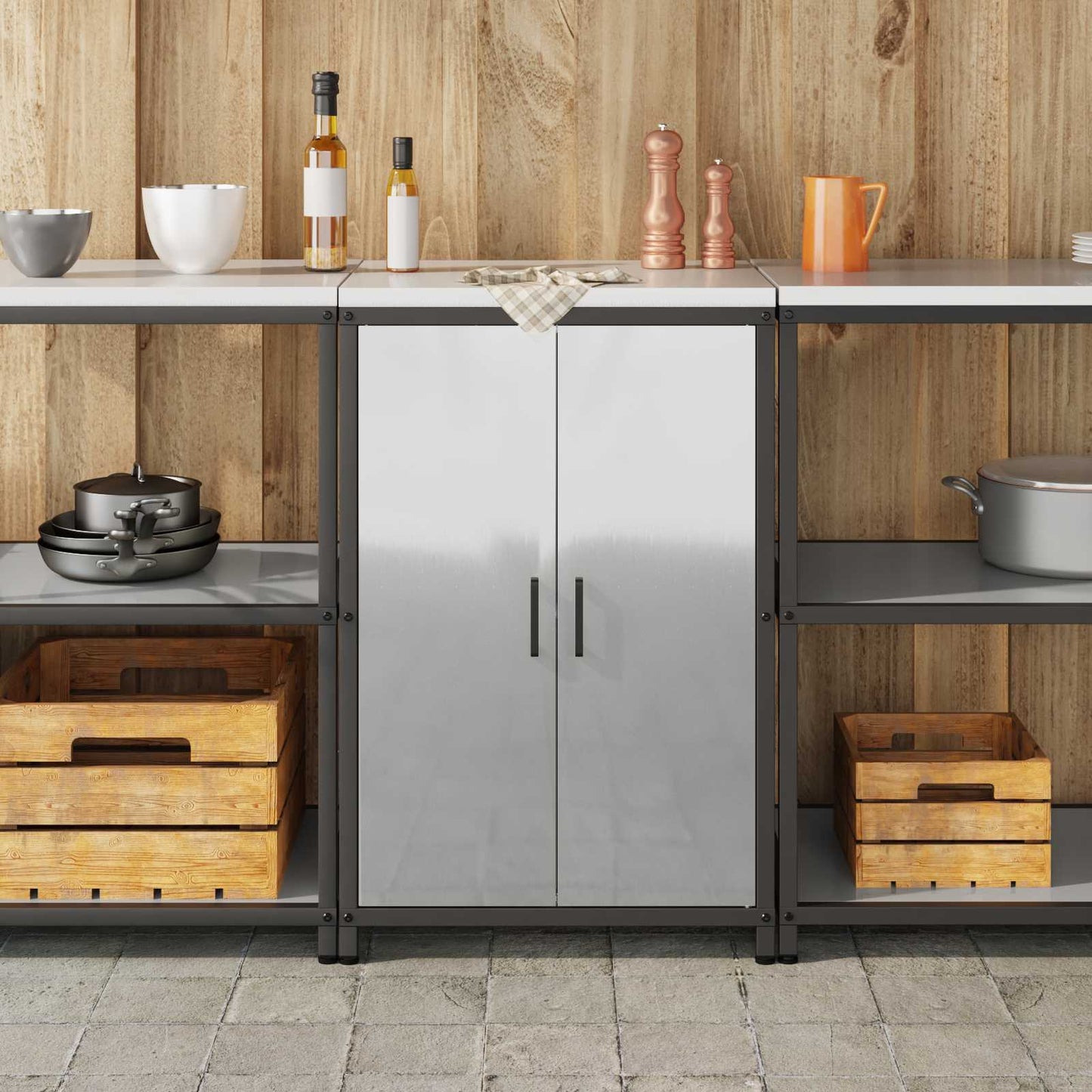 vidaXL Kitchen Storage HATTEM Silver 60 x 50 x 92 cm Steel