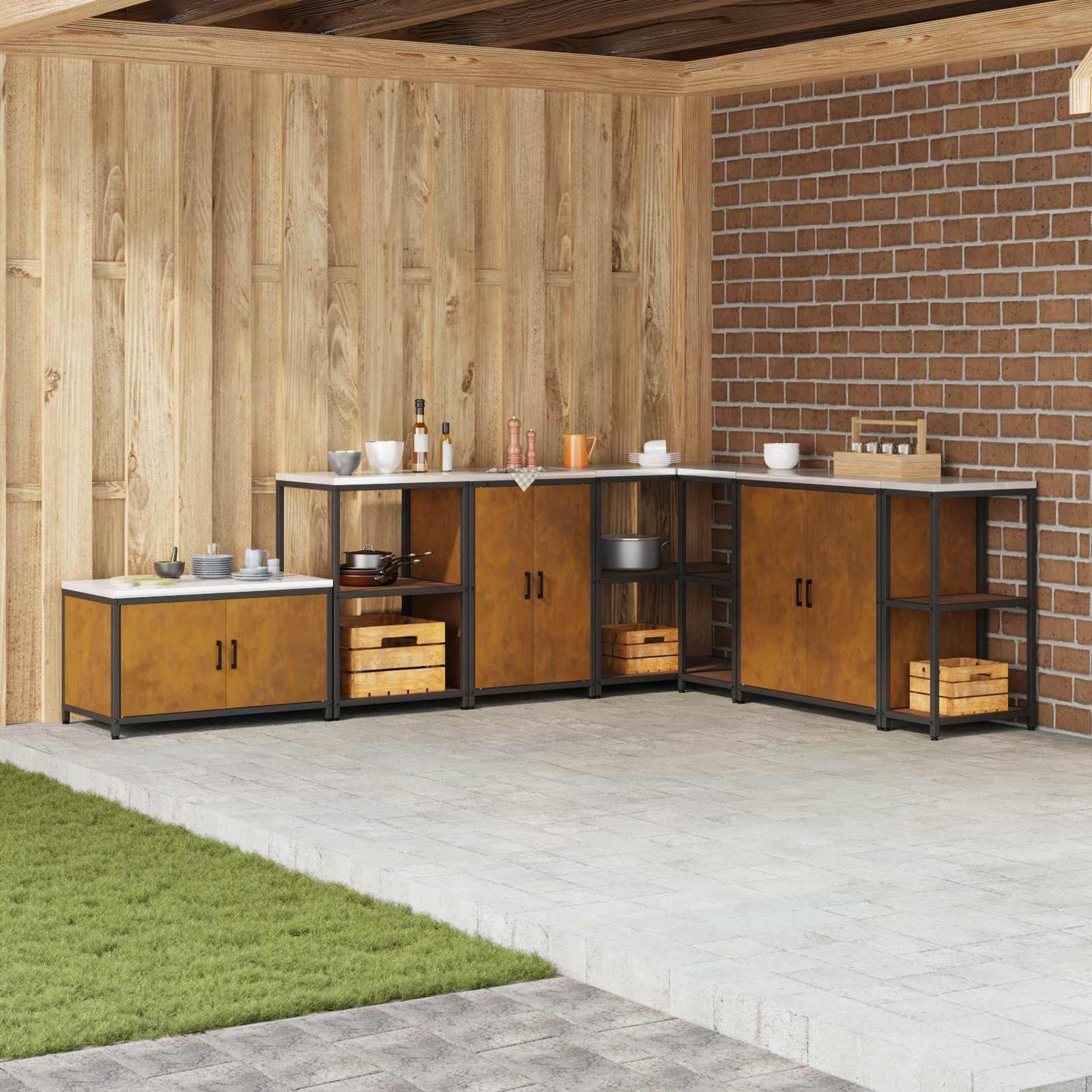 vidaXL Kitchen Storage HATTEM Rusty 60 x 50 x 92 cm Steel