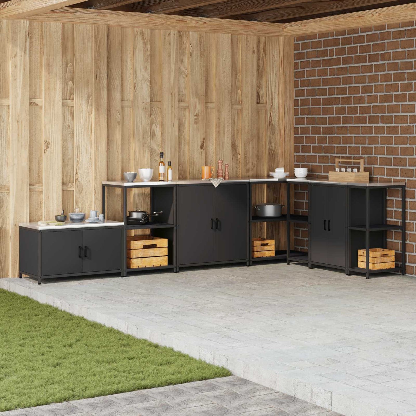 vidaXL Kitchen Storage HATTEM Black 90 x 50 x 53 cm Steel