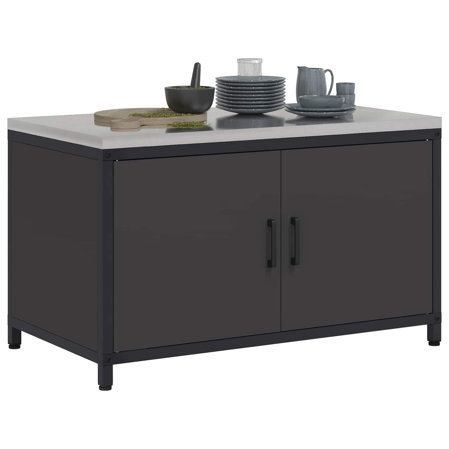 vidaXL Kitchen Storage HATTEM Black 90 x 50 x 53 cm Steel