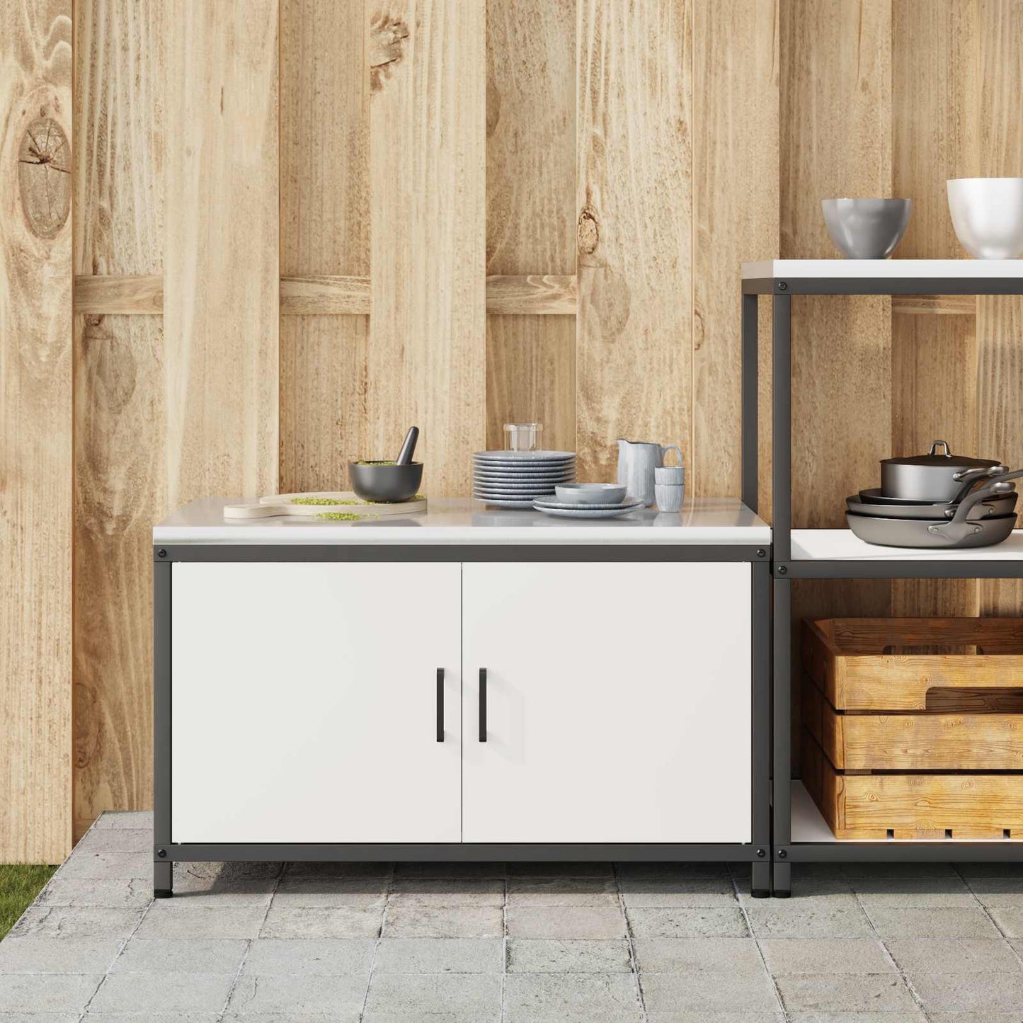 vidaXL Kitchen Storage HATTEM White 90 x 50 x 53 cm Steel