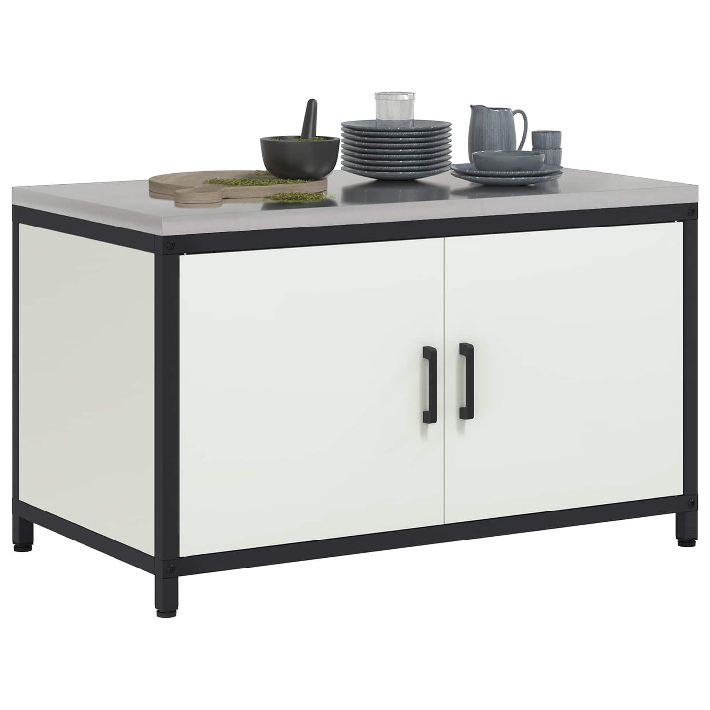 vidaXL Kitchen Storage HATTEM White 90 x 50 x 53 cm Steel