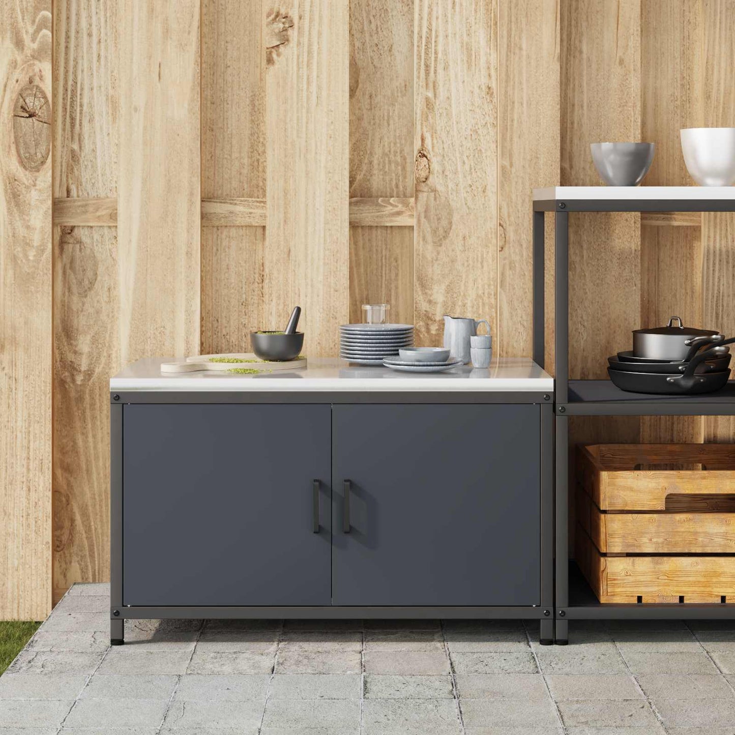vidaXL Kitchen Storage HATTEM Anthracite 90 x 50 x 53 cm Steel