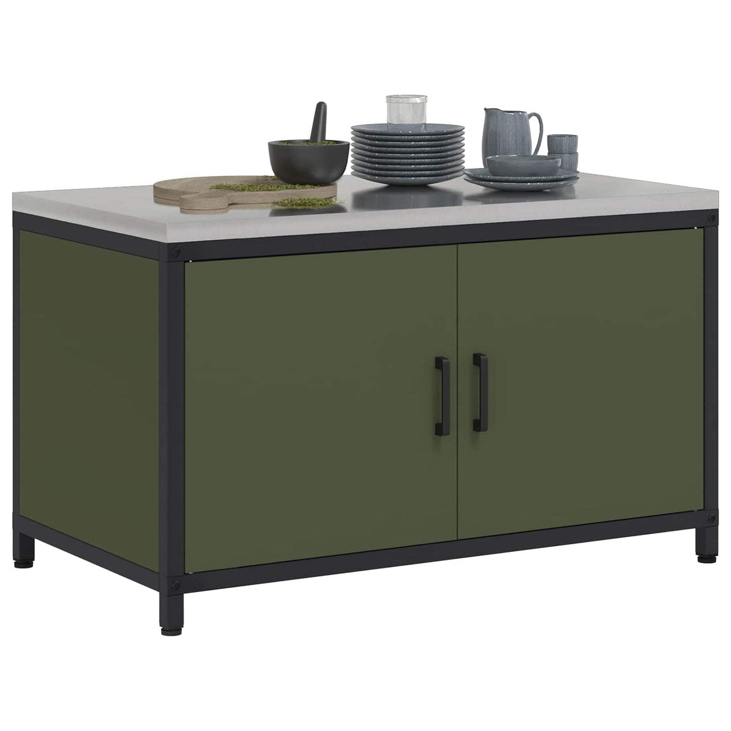 vidaXL Kitchen Storage HATTEM Olive Green 90 x 50 x 53 cm Steel
