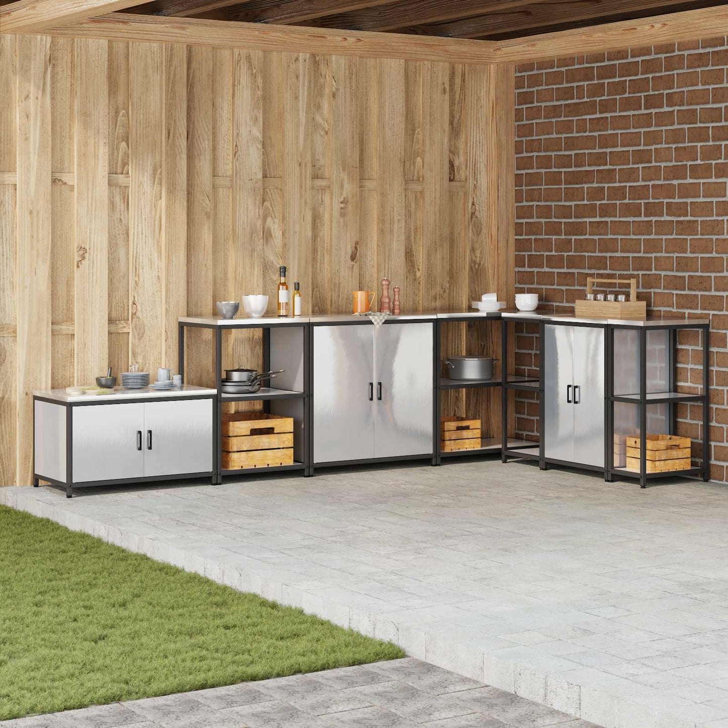 vidaXL Kitchen Storage HATTEM Silver 90 x 50 x 53 cm Steel