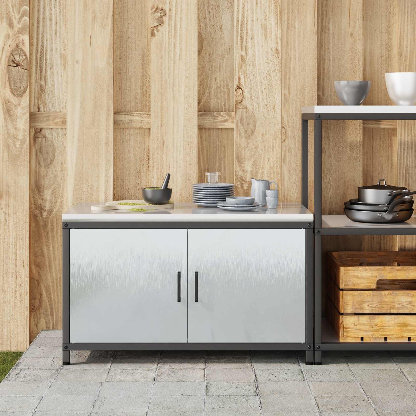 vidaXL Kitchen Storage HATTEM Silver 90 x 50 x 53 cm Steel