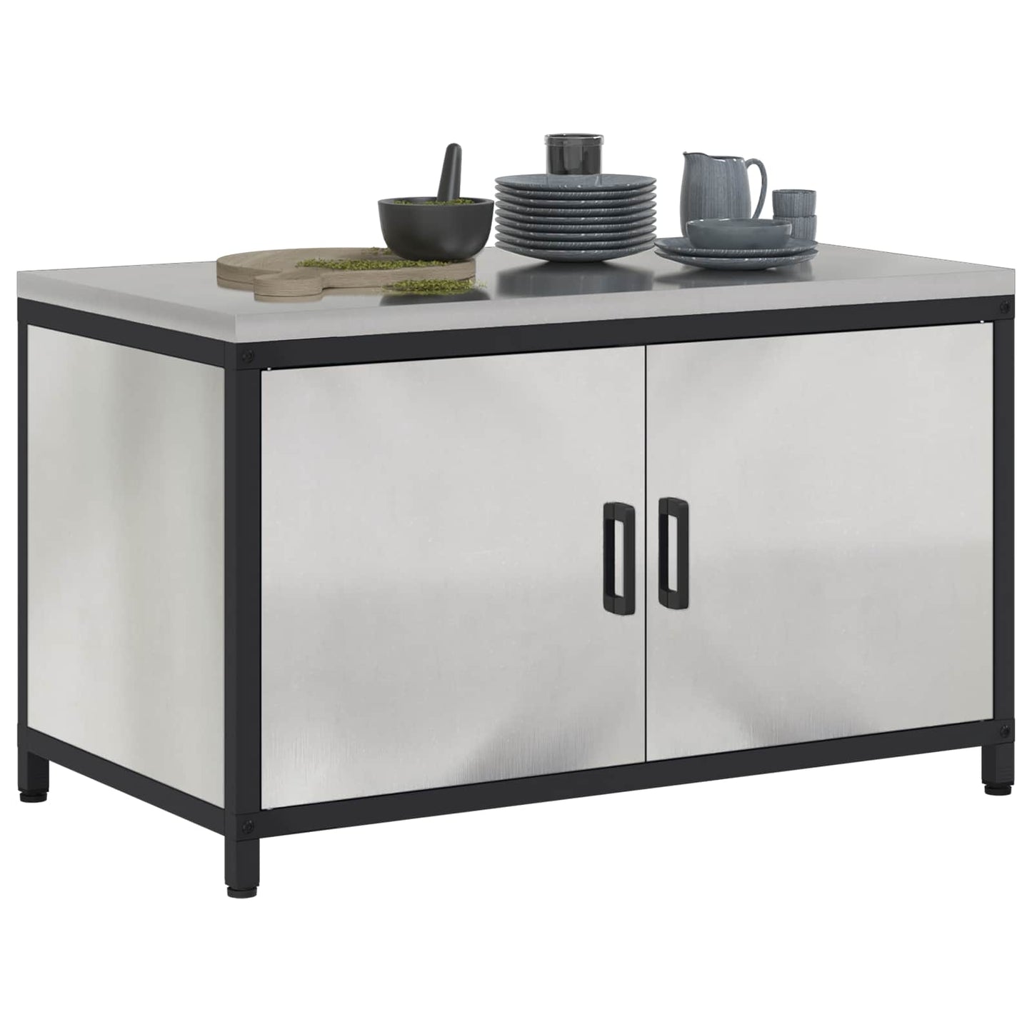 vidaXL Kitchen Storage HATTEM Silver 90 x 50 x 53 cm Steel