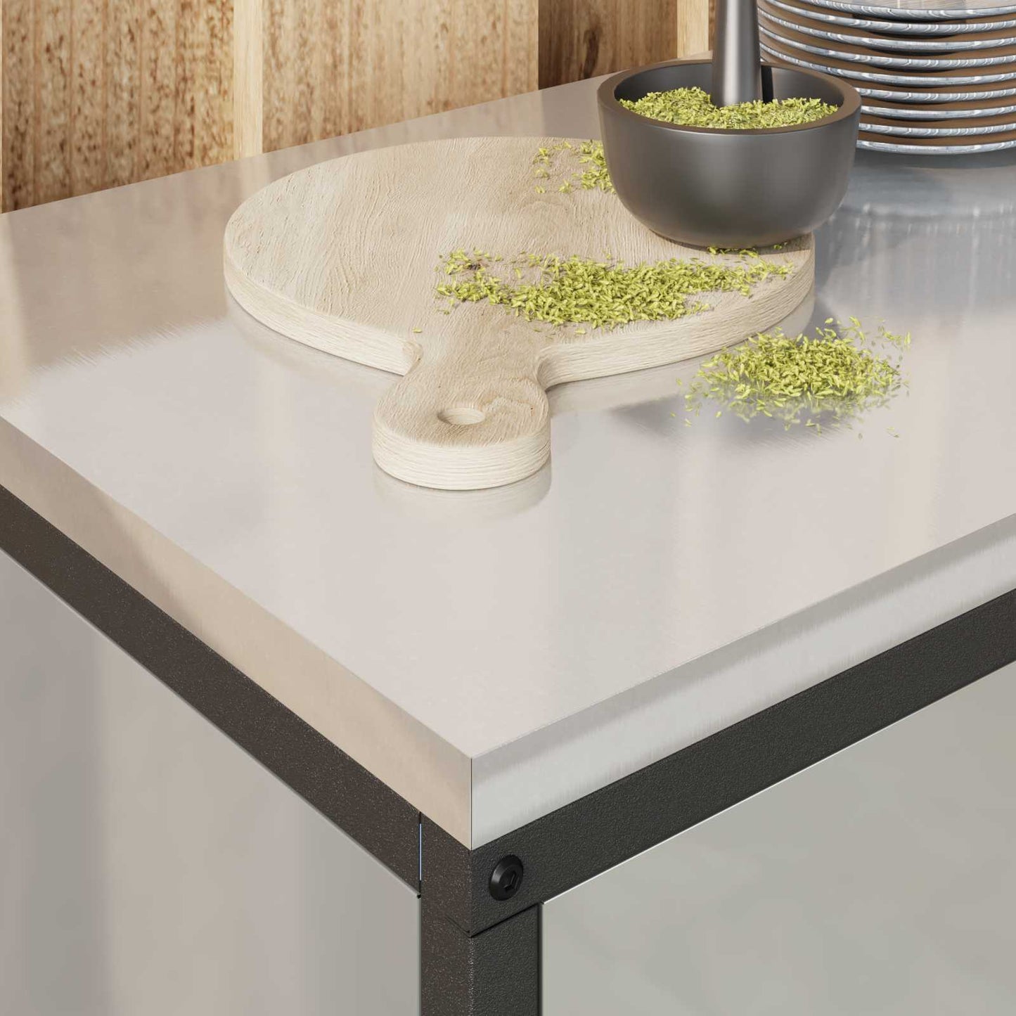 vidaXL Kitchen Storage HATTEM Silver 90 x 50 x 53 cm Steel