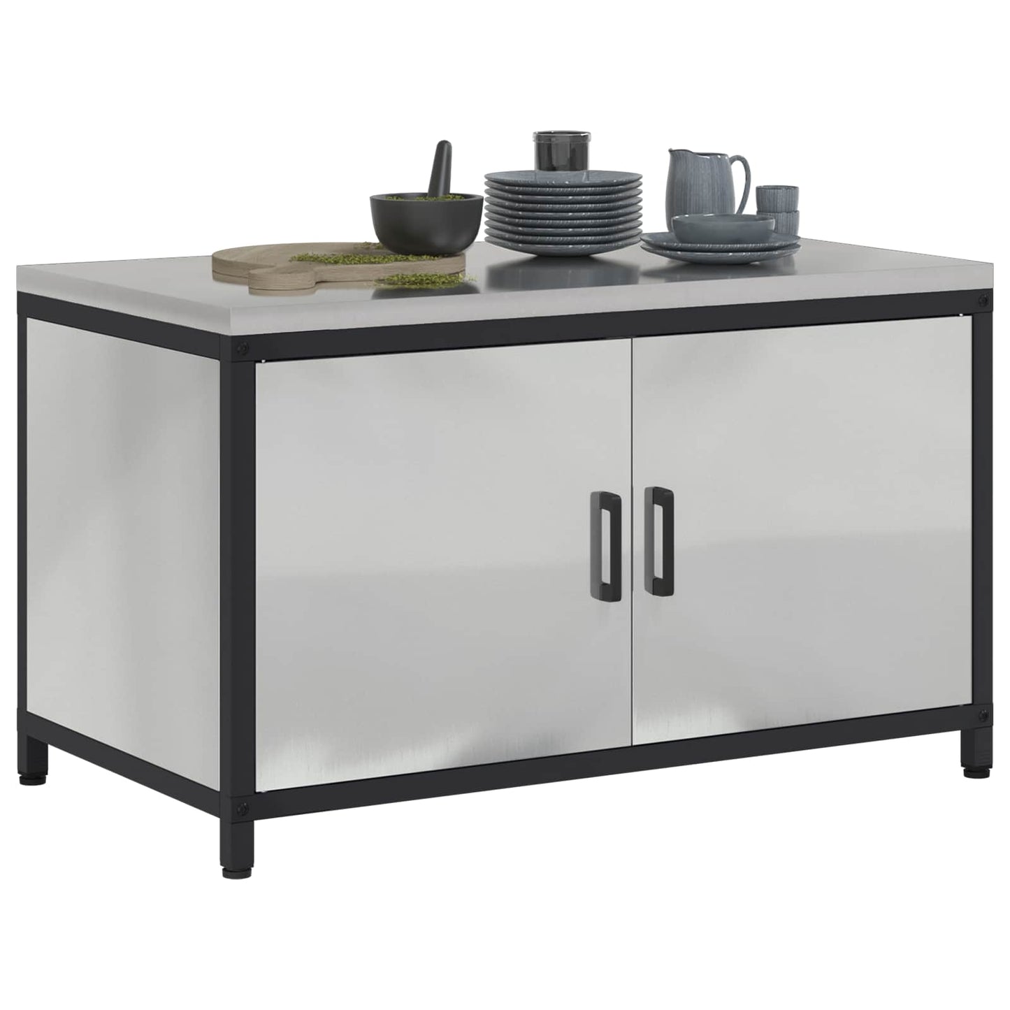 vidaXL Kitchen Storage HATTEM Silver 90 x 50 x 53 cm Steel