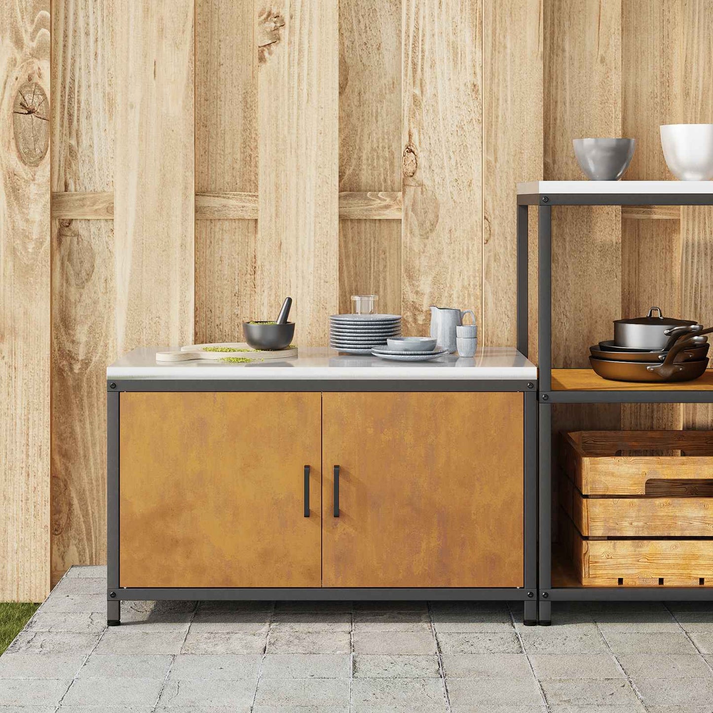 vidaXL Kitchen Storage HATTEM Rusty 90 x 50 x 53 cm Steel