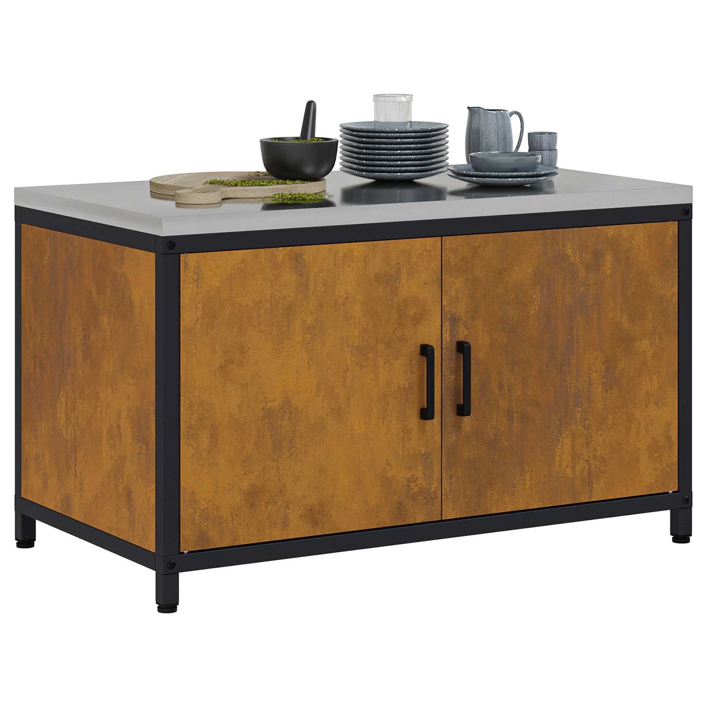 vidaXL Kitchen Storage HATTEM Rusty 90 x 50 x 53 cm Steel