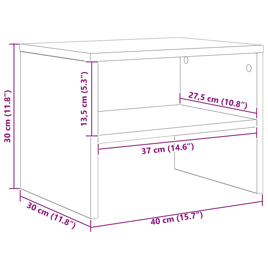 vidaXL Bedside Cabinet Black oak 40 x 40 x 30 cm Engineered Wood