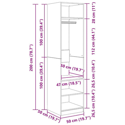 vidaXL Wardrobe Black Oak 50 x 50 x 200 cm Engineered Wood