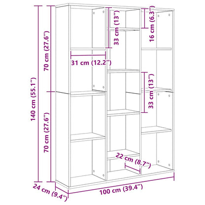 vidaXL Room Divider Black Oak 100 x 24 x 140 cm Engineered Wood