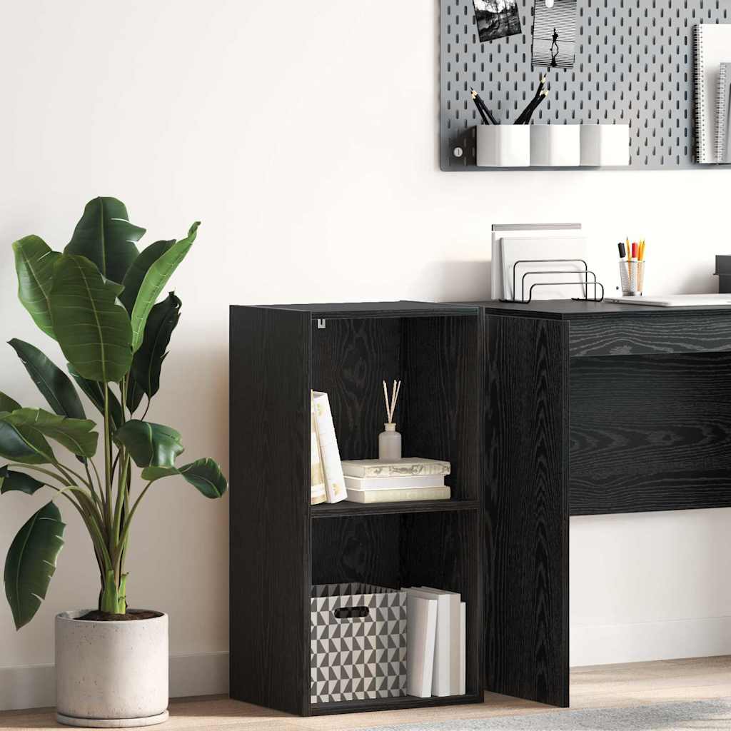vidaXL Bookshelf 2-Tier 40 x 30 x 77 cm Engineered Wood Black Oak