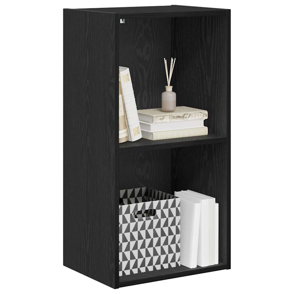 vidaXL Bookshelf 2-Tier 40 x 30 x 77 cm Engineered Wood Black Oak