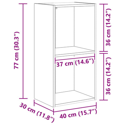 vidaXL Bookshelf 2-Tier 40 x 30 x 77 cm Engineered Wood Black Oak