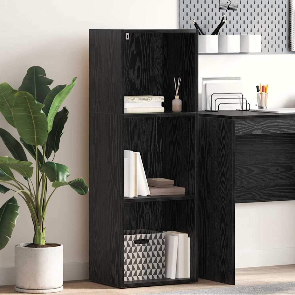 vidaXL Bookshelf 3-Tier 40 x 30 x 114 cm Engineered Wood Black Oak