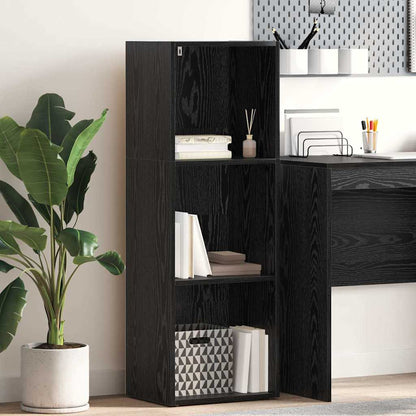 vidaXL Bookshelf 3-Tier 40 x 30 x 114 cm Engineered Wood Black Oak