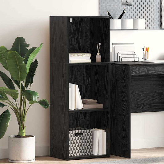 vidaXL Bookshelf 3-Tier 40 x 30 x 114 cm Engineered Wood Black Oak