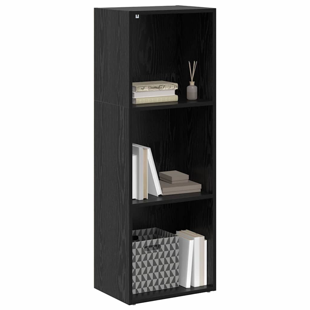 vidaXL Bookshelf 3-Tier 40 x 30 x 114 cm Engineered Wood Black Oak