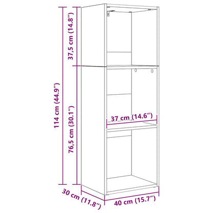 vidaXL Bookshelf 3-Tier 40 x 30 x 114 cm Engineered Wood Black Oak
