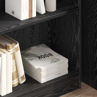 vidaXL Bookshelf 80 x 24 x 76 cm Engineered Wood Black Oak