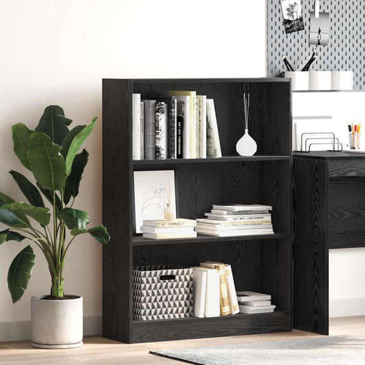vidaXL Bookshelf 80 x 24 x 109 cm Engineered Wood Black Oak