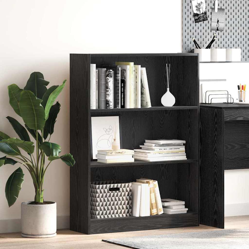 vidaXL Bookshelf 80 x 24 x 109 cm Engineered Wood Black Oak