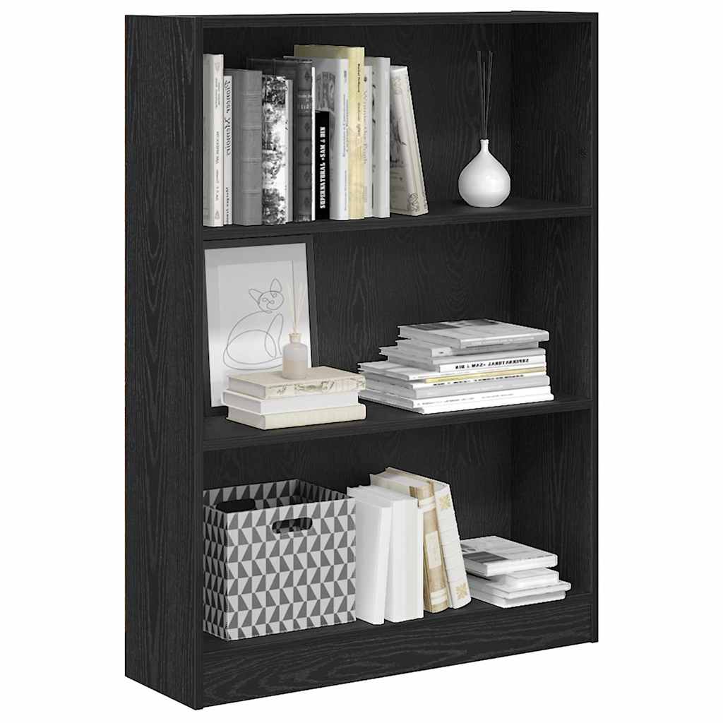 vidaXL Bookshelf 80 x 24 x 109 cm Engineered Wood Black Oak