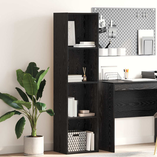 vidaXL Bookshelf 4-Tier 40 x 30 x 152 cm Engineered Wood Black Oak