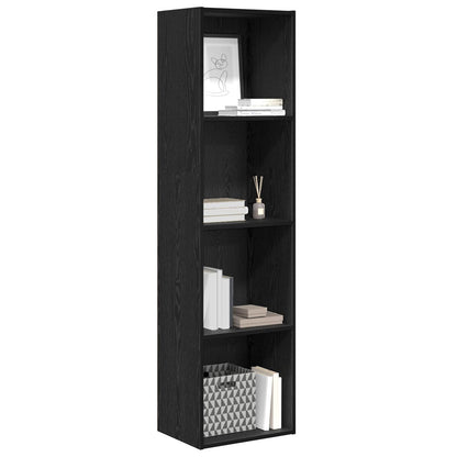 vidaXL Bookshelf 4-Tier 40 x 30 x 152 cm Engineered Wood Black Oak