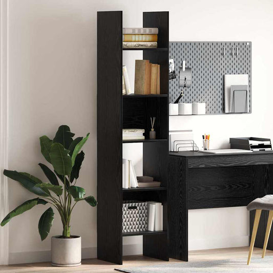 vidaXL Book Cabinet 5-Tier 40 x 35 x 180 cm Engineered Wood Black Oak