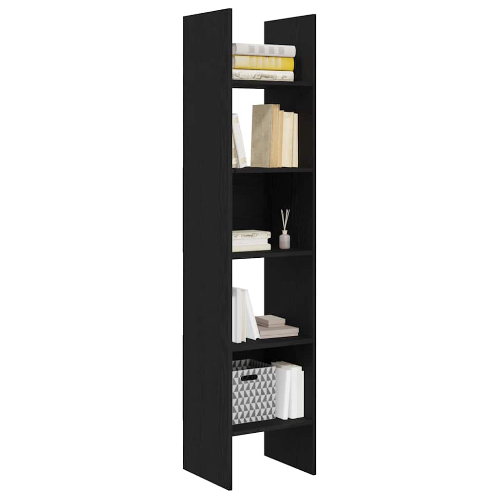 vidaXL Book Cabinet 5-Tier 40 x 35 x 180 cm Engineered Wood Black Oak