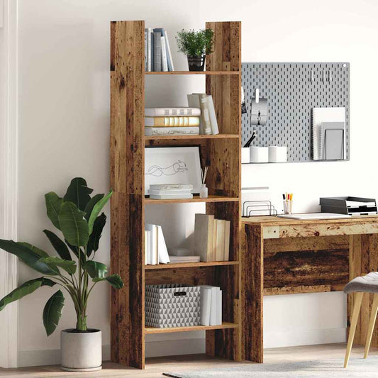 vidaXL Book Cabinet 5-Tier 60 x 35 x 180 cm Engineered Wood Old Wood