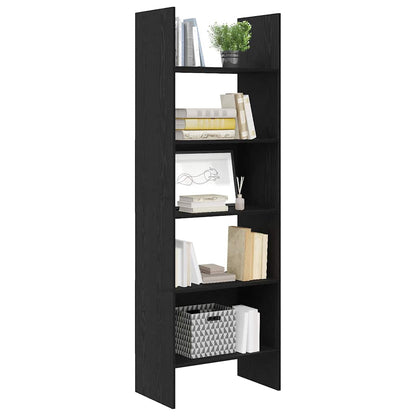 vidaXL Book Cabinet 5-Tier 60 x 35 x 180 cm Engineered Wood Black Oak