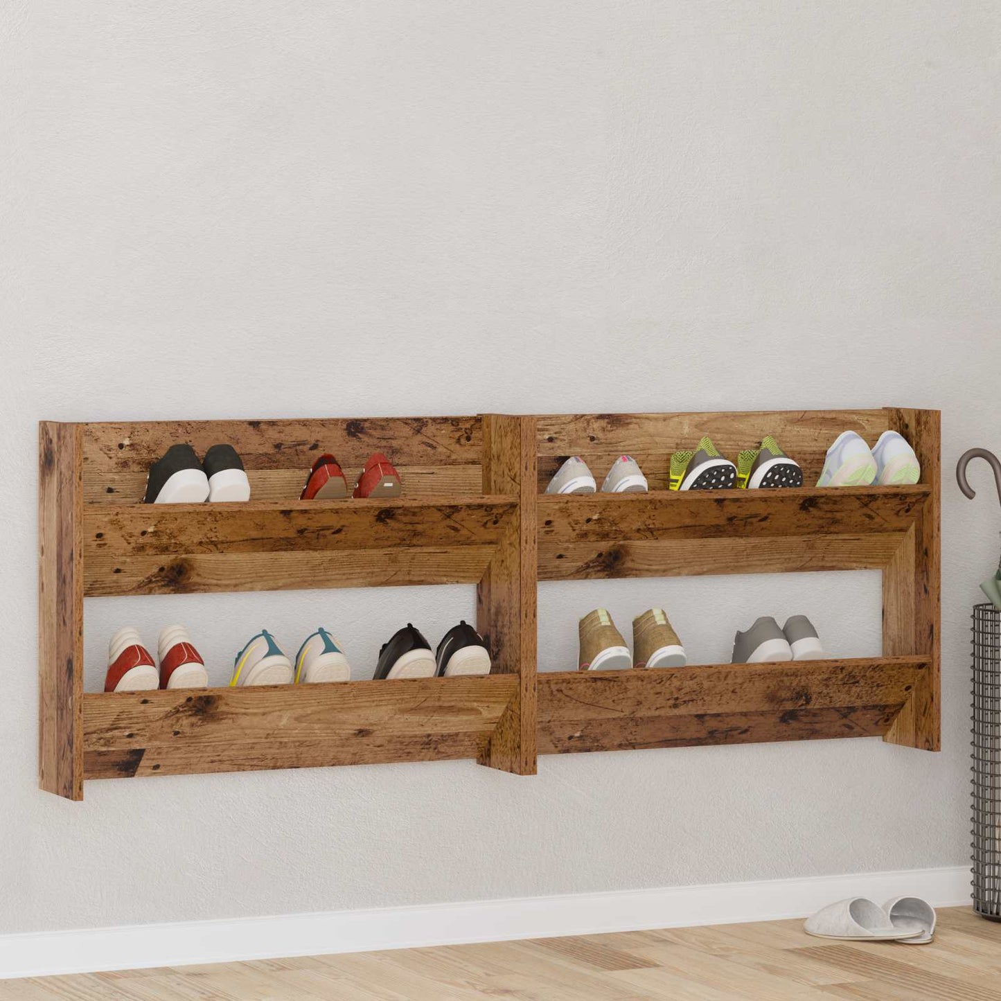 vidaXL Shoe Cabinet 2 pcs Old wood 80 x 18 x 60 cm Engineered Wood