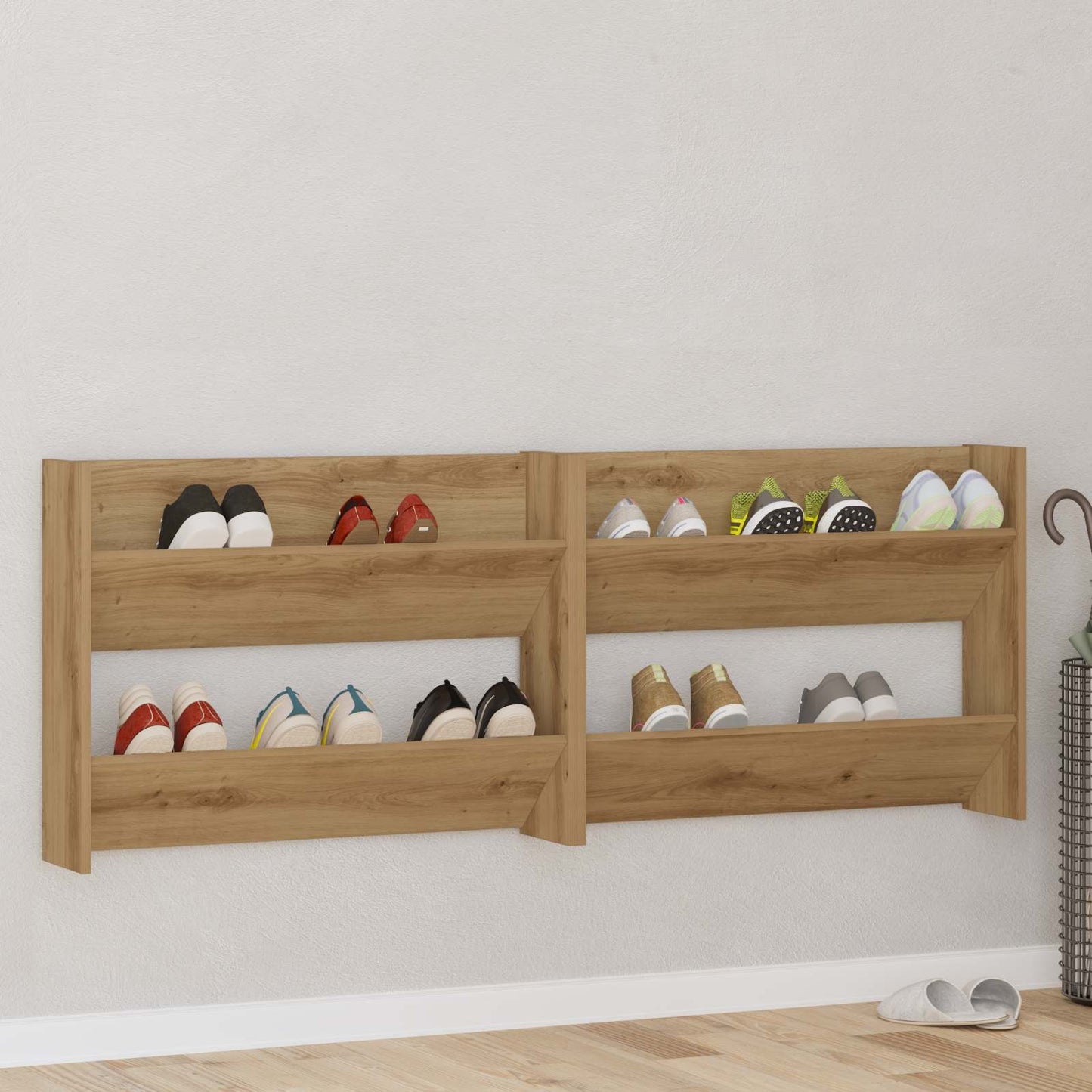 vidaXL Shoe Cabinet 2 pcs 81 x 18 x 60 cm Engineered Wood Artisan Oak