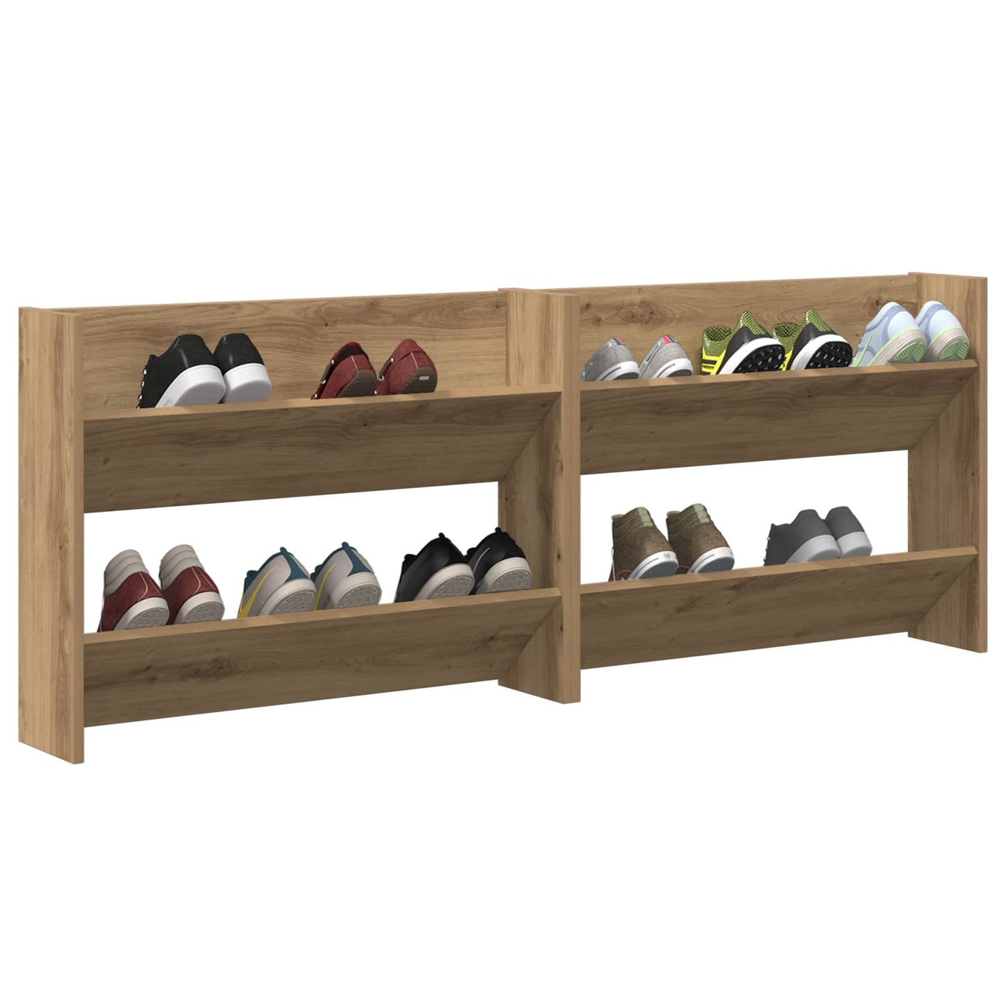vidaXL Shoe Cabinet 2 pcs 81 x 18 x 60 cm Engineered Wood Artisan Oak