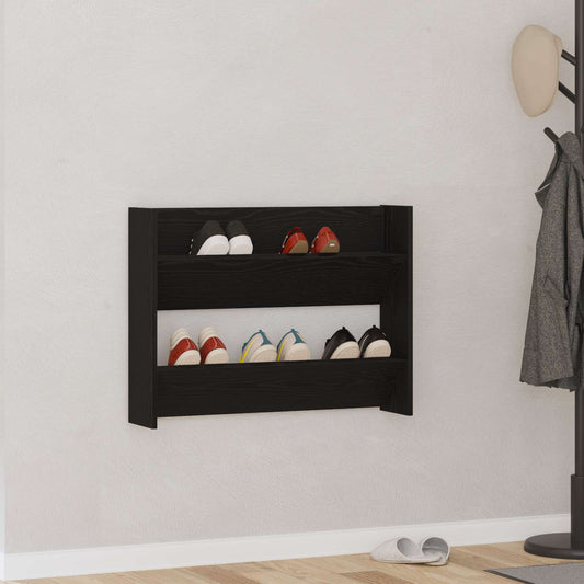 vidaXL Shoe Cabinet 82 x 18 x 60 cm Engineered Wood Black Oak