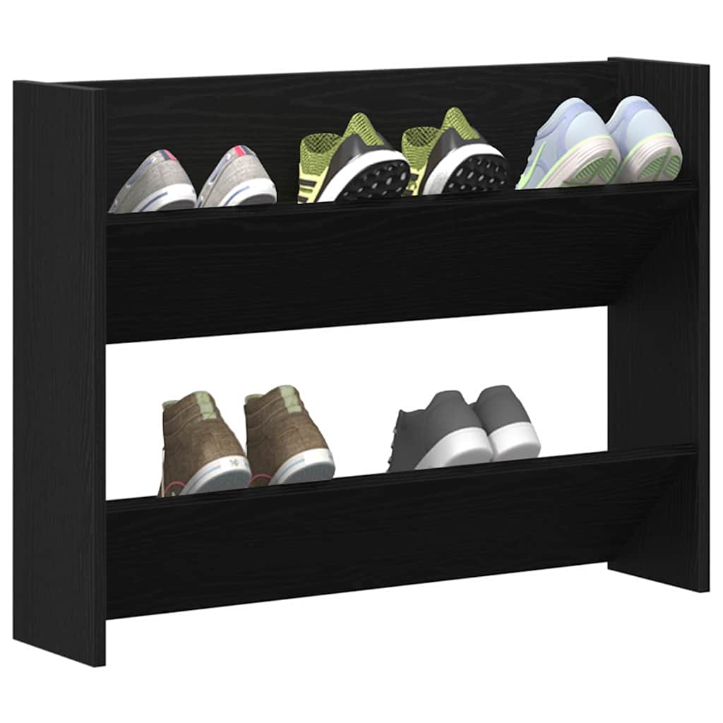 vidaXL Shoe Cabinet 82 x 18 x 60 cm Engineered Wood Black Oak